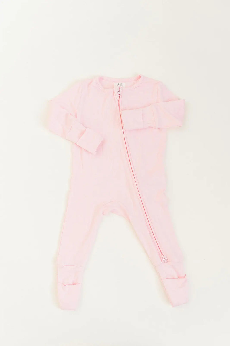 Bamboo Baby Clothes - Convertible Jumpsuit 0-3 Months - Baby Pink - Stroller Society
