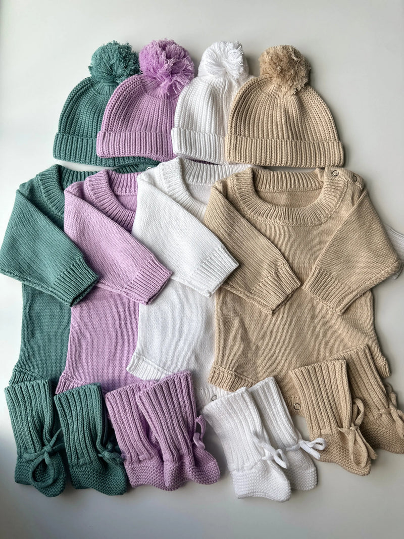 Baby Sweater Set with Hat & Booties – 0-3 months Stroller Society
