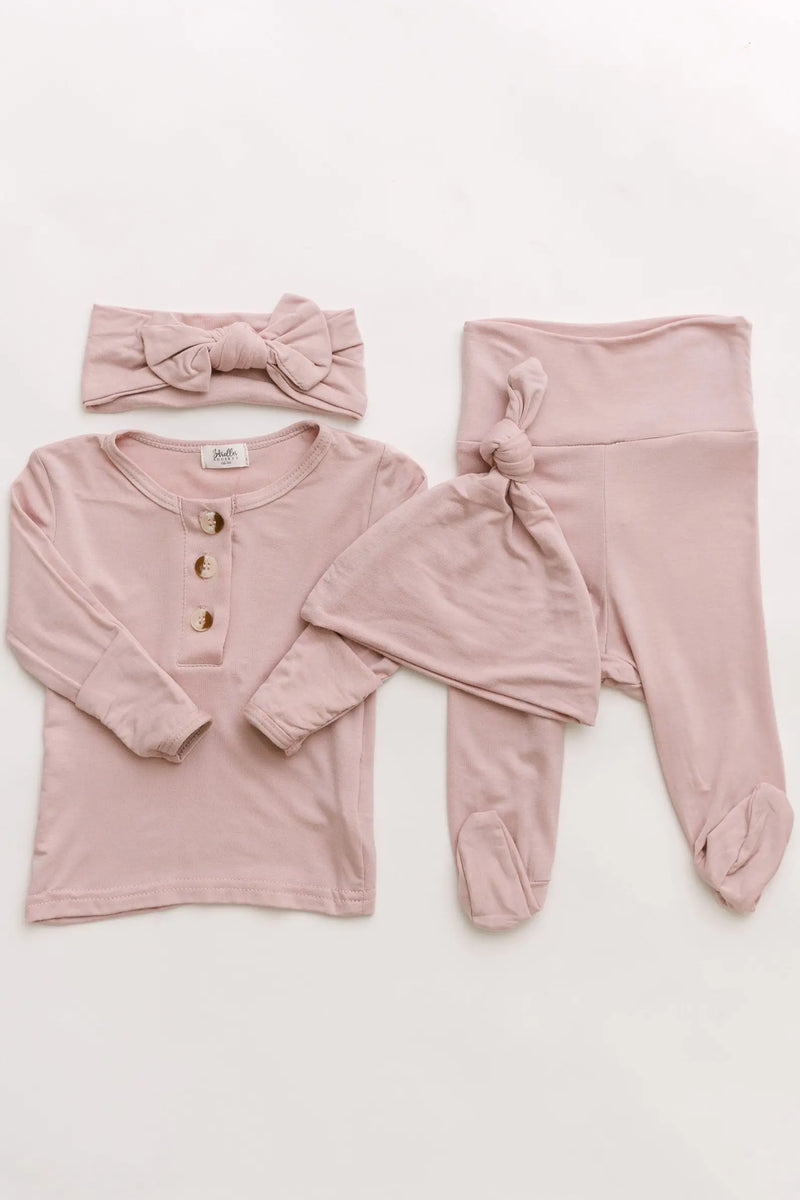Dusty Rose Baby Outfit - Newborn Girl Clothes Set