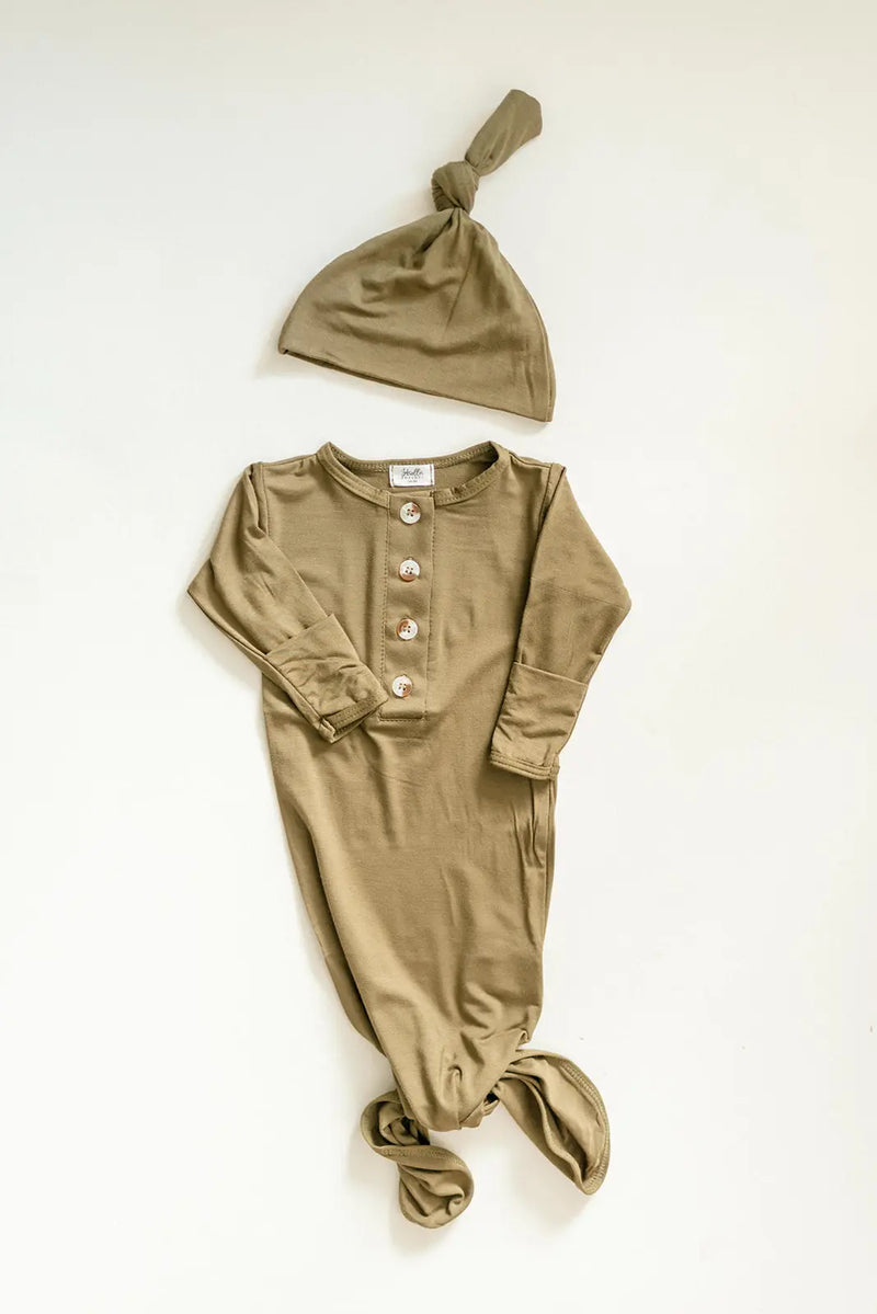 Olive Green Baby Knotted Gown