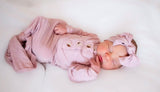 Knotted Baby Gown and Hat Set with Headband - Dusty Rose (Newborn-3 months)