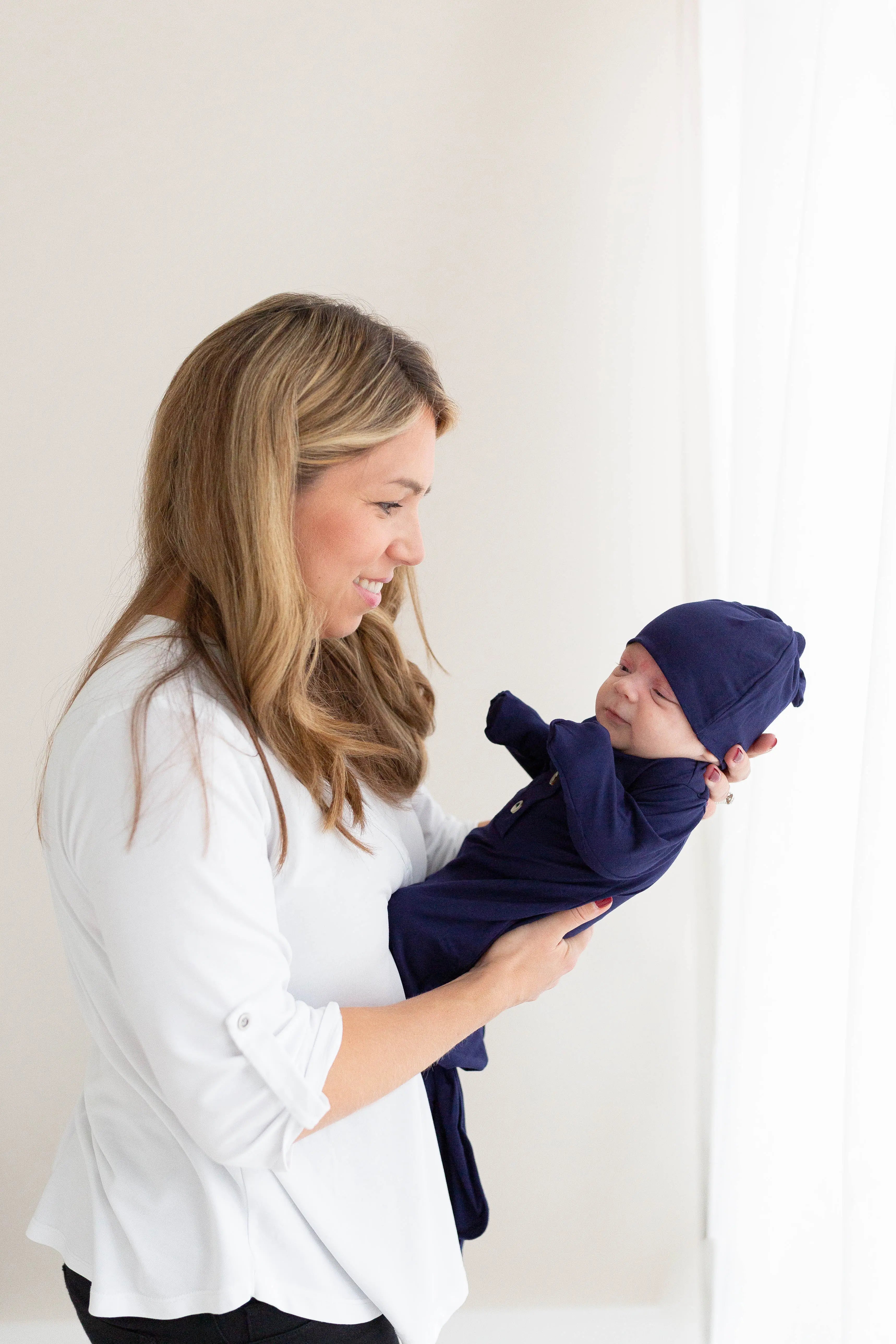 newborn gown with hat for boys, newborn knotted gown