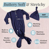 soft and stretchy baby clothes baby gown and hat set for newborn boy navy blue newborn nightgowns Stroller Society