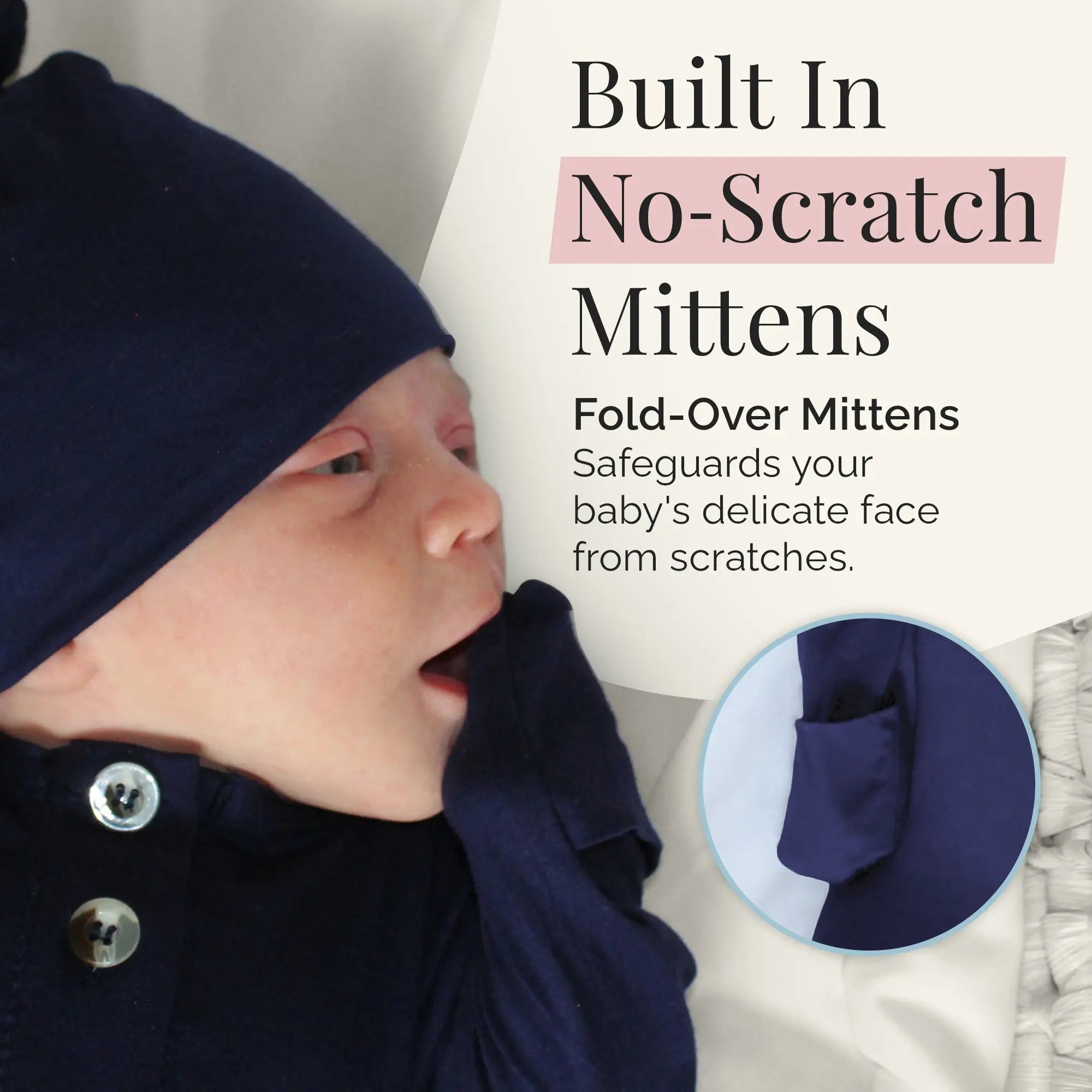 no scratch mittens for baby boy coming home outfit for newborn boy navy blue, newborn knotted gown