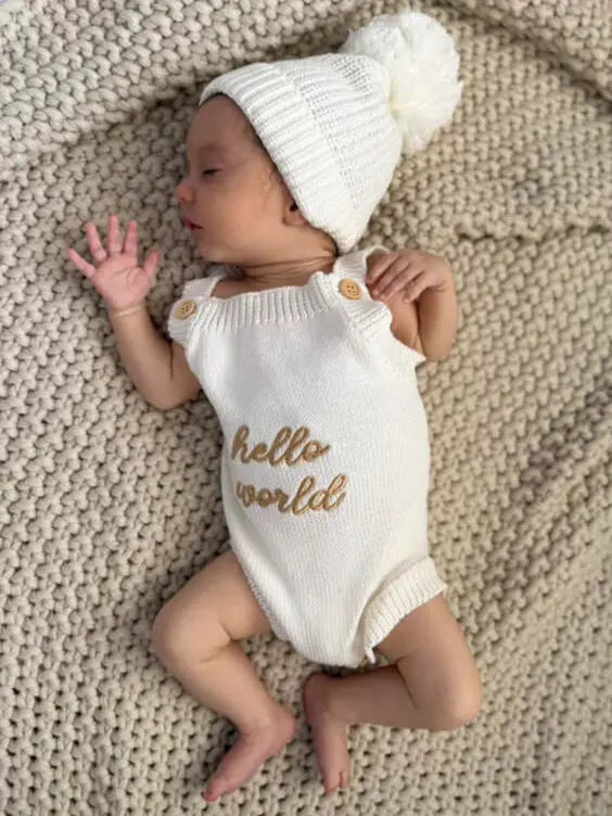Newborn Knit Romper - Hello World Baby Outfit