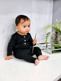 Top and Bottom Outfit and Hat Set (Newborn-12 months sizes) Black - Stroller Society