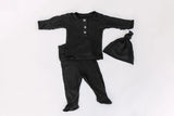 Top and Bottom Outfit and Hat Set (Newborn-12 months sizes) Black - Stroller Society