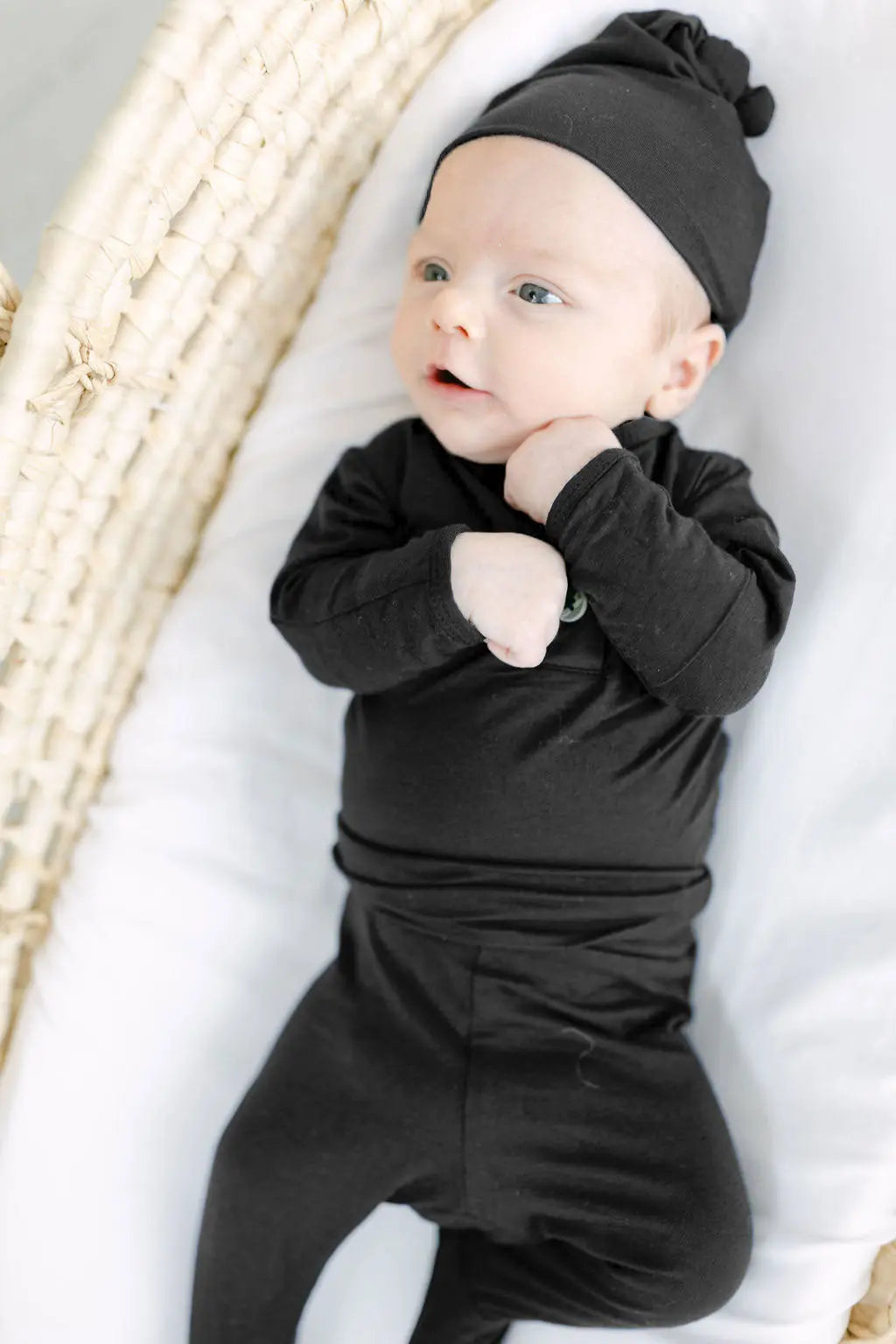 Top and Bottom Outfit and Hat Set (Newborn-12 months sizes) Black - Stroller Society
