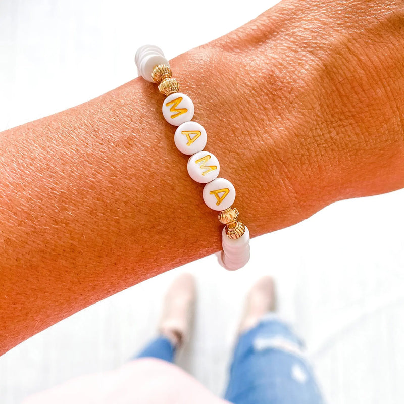 White Heishi Mama Bracelet