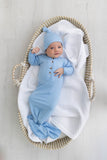 Baby blue newborn gown and hat coming home outfit for boys