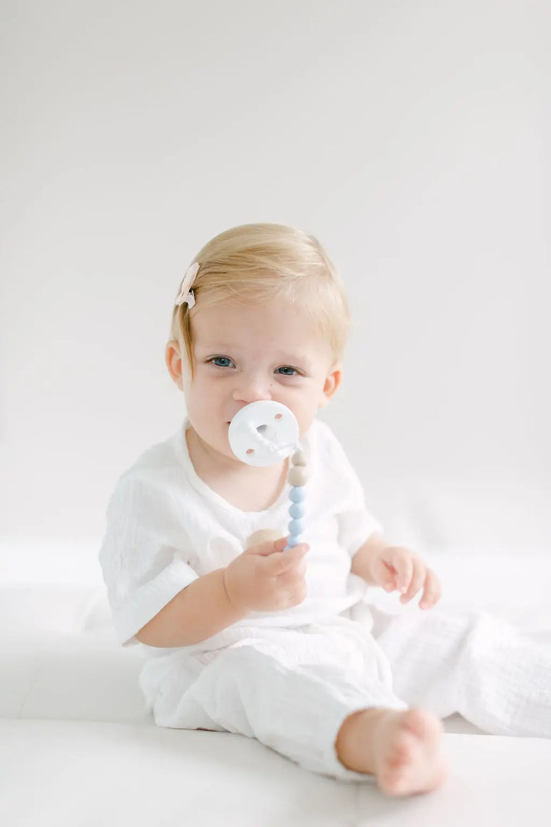 Blue Silicone Pacifier Clip