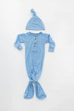 newborn knotted gown with hat, newborn clothes for boys, baby gown with buttons, stroller society