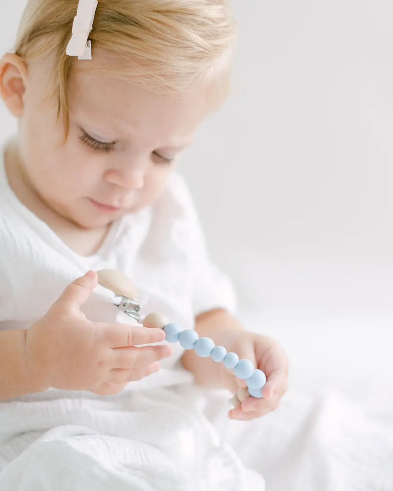 Blue Silicone Pacifier Clip
