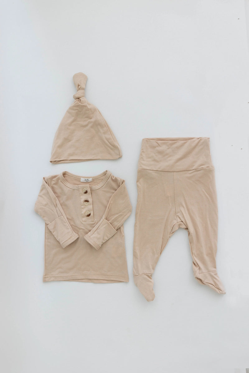 Top and Bottom Outfit Set (Newborn-12 months sizes) Sand - Stroller Society