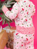 SoftSnooze™ Baby Girls Bamboo Viscose Pink Dear Santa Convertible Ruffle One Piece Footie Pajama RuffleButts + RuggedButts