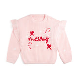 Coquette Merry Christmas Knit Sweater - Kids Clothing