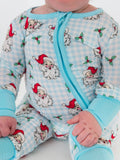 SoftSnooze™ Baby Bamboo Viscose Blue Dear Santa Convertible One Piece Footie Pajama RuffleButts + RuggedButts