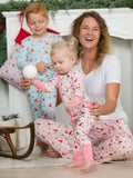 SoftSnooze™ Baby Girls Bamboo Viscose Pink Dear Santa Convertible Ruffle One Piece Footie Pajama RuffleButts + RuggedButts