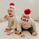 Santa Baby Hand Knit Beanie Hat Baby & Kids - Christmas Hat for kids Huggalugs