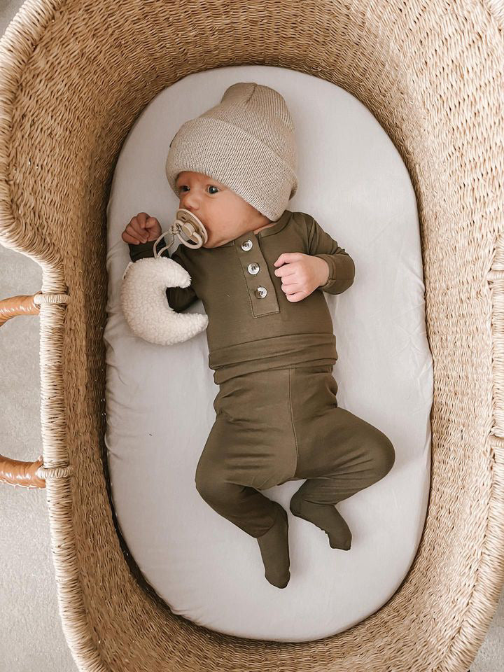 Newborn Outfit and Hat Set - Coming Home Outfit - Army Green