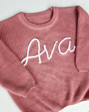 Personalized Baby & Toddler Sweater – Custom Knit Name Sweater, Choose Color & Yarn – Infant & Kids Customizable Pullover Stroller Society
