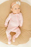 Bamboo Baby Clothes - Convertible Jumpsuit 0-3 Months - Baby Pink - Stroller Society  
