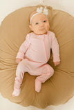 Bamboo Baby Clothes - Convertible Jumpsuit 0-3 Months - Baby Pink - Stroller Society  
