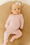 Bamboo Baby Clothes - Convertible Jumpsuit 0-3 Months - Baby Pink - Stroller Society  