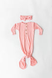 Stroller Society Knotted Baby Gown and Hat Set with Headband - Bloom Stroller Society