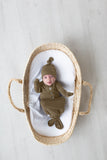 Knotted Baby Gown and Hat Set - Army Green (Newborn-3 months)