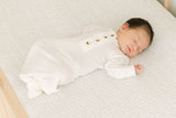 White newborn gown and hat set