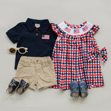 Flag Smocked Plaid Dress