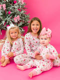SoftSnooze™ Baby Girls Bamboo Viscose Pink Dear Santa Convertible Ruffle One Piece Footie Pajama RuffleButts + RuggedButts
