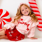 Coquette Merry Christmas Knit Sweater - Kids Clothing