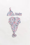 Stroller Society Knotted Baby Gown and Hat Set with Headband - Bloom (Newborn-3 months) - Stroller Society  