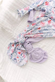 Stroller Society Knotted Baby Gown and Hat Set with Headband - Bloom (Newborn-3 months) - Stroller Society  