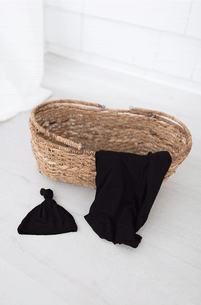 Swaddle Blanket and Hat Set - Black