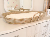Baby Changing Basket with Foam Diaper Pad and Sheet, Handmade Seagrass Changing Basket, Newborn Wicker Changing Basket, Moses basket
