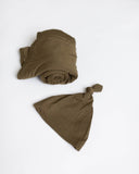 Swaddle Blanket and Hat Set - Army Green