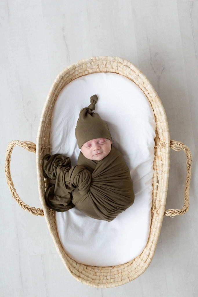 Swaddle Blanket and Hat Set Army Green
