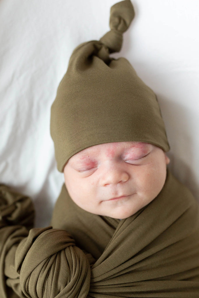 Swaddle Blanket and Hat Set Army Green