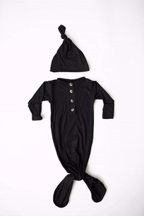 newborn baby gown and hat set black baby swaddle baby nightgown