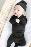 Top and Bottom Outfit and Hat Set (Newborn-12 months sizes) Black - Stroller Society  