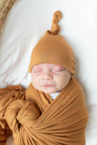 Swaddle Blanket and Hat Set - Camel Brown