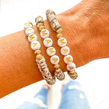 Gold Mama Brown Speckle Heishi Bracelet by Savvy Bling