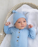 Knotted Baby Gown & Hat Set - Baby Blue (Newborn-3 months)