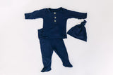 Top and Bottom Outfit and Hat Set - (Newborn-12 months sizes) Navy Blue