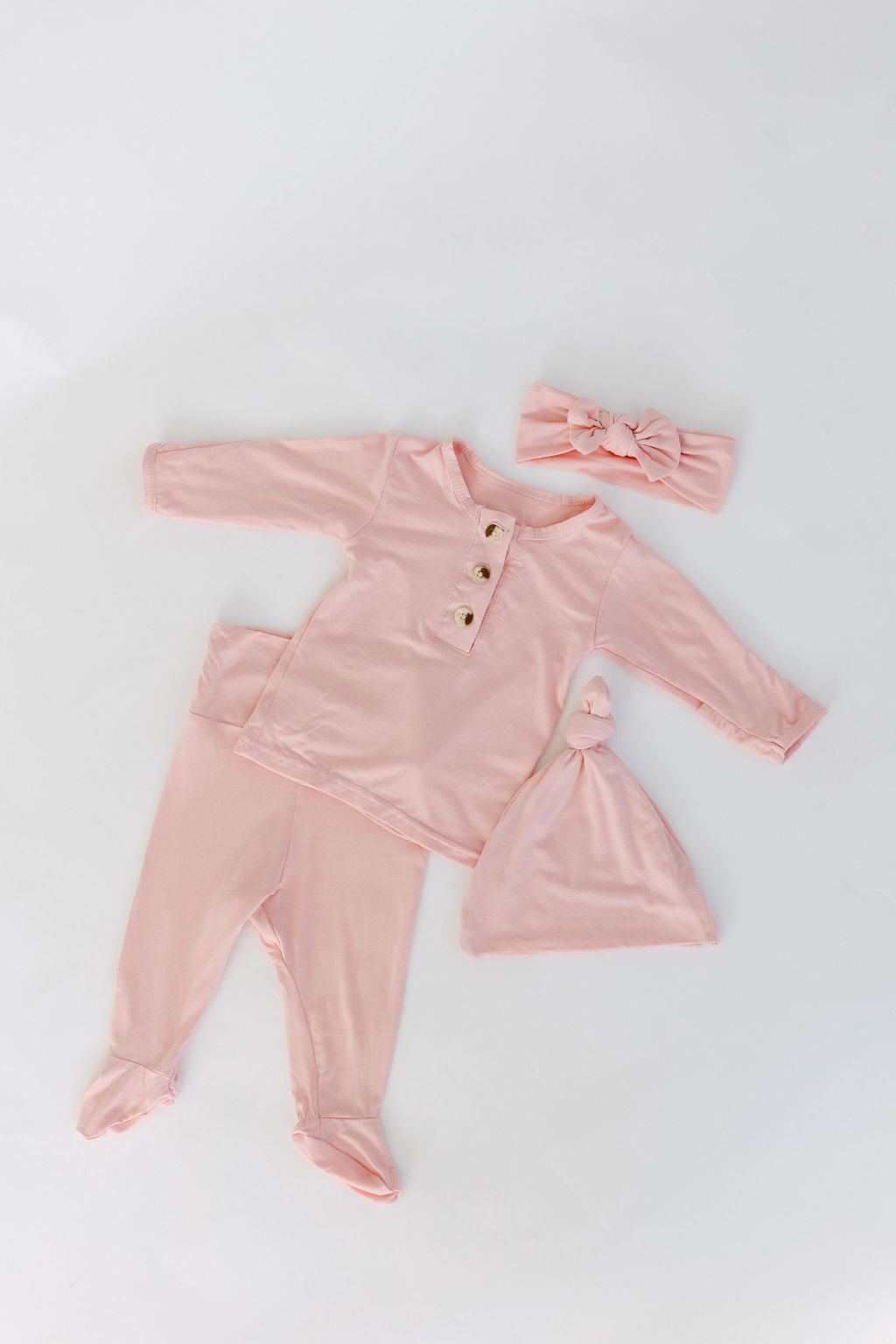 Top and Bottom Outfit, Hat and Headband Set (Newborn - 12 months) - Pink