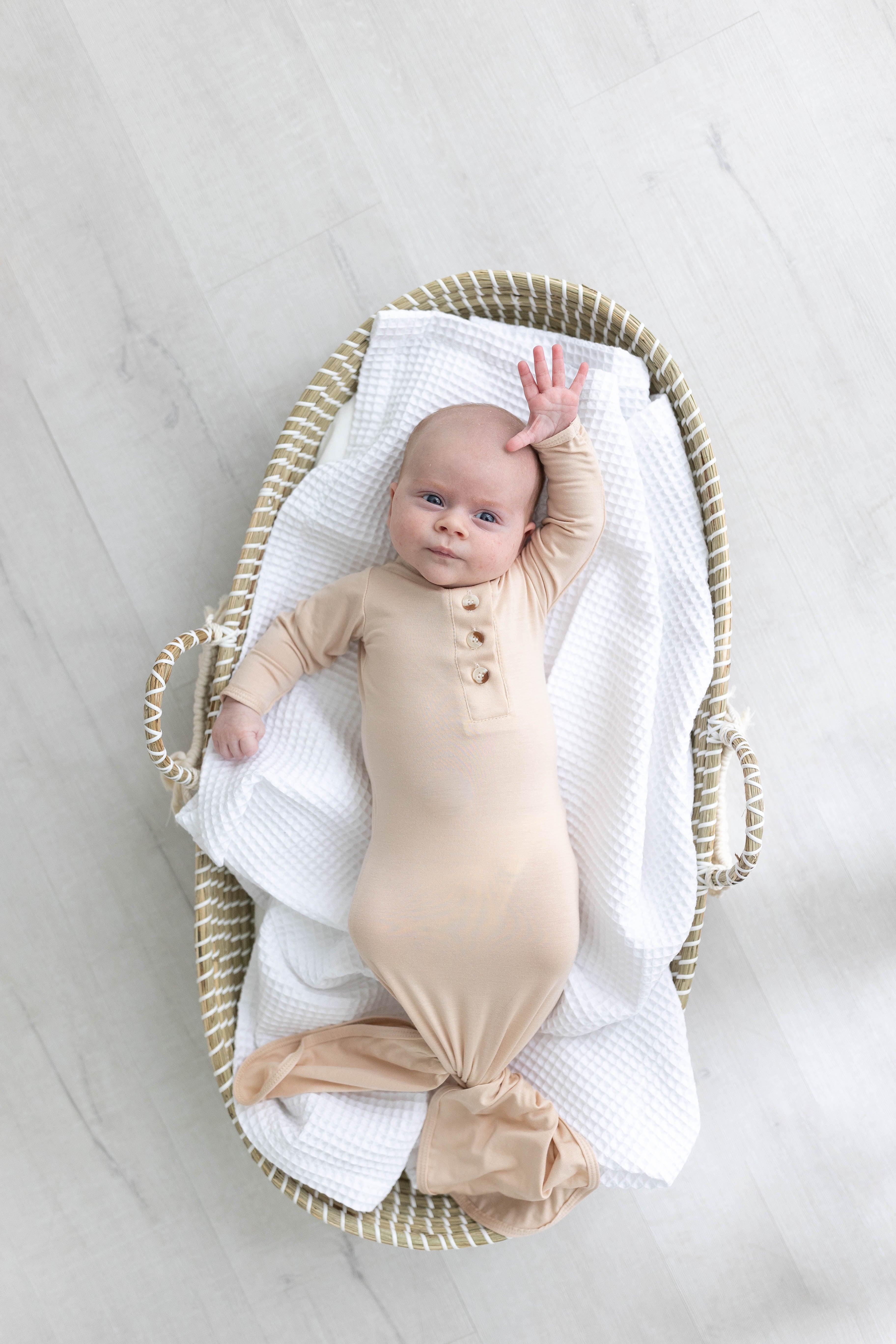 Knotted Baby Gown Set - Sand (Newborn-3 months)