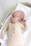 Knotted Baby Gown Set - Sand (Newborn-3 months)